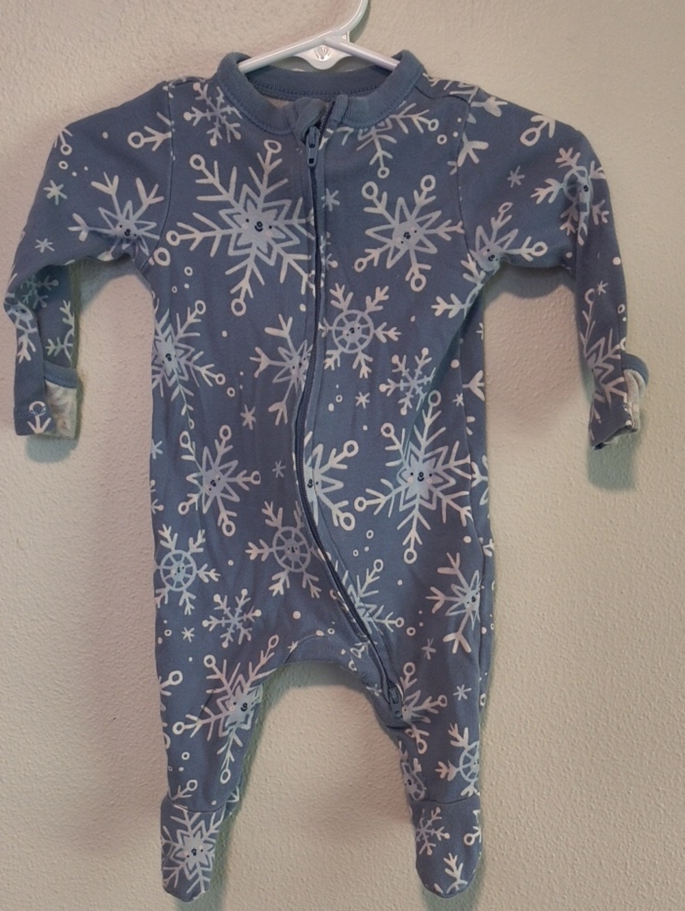 Old Navy Blue Snowflake Footed One-Piece Pajamas